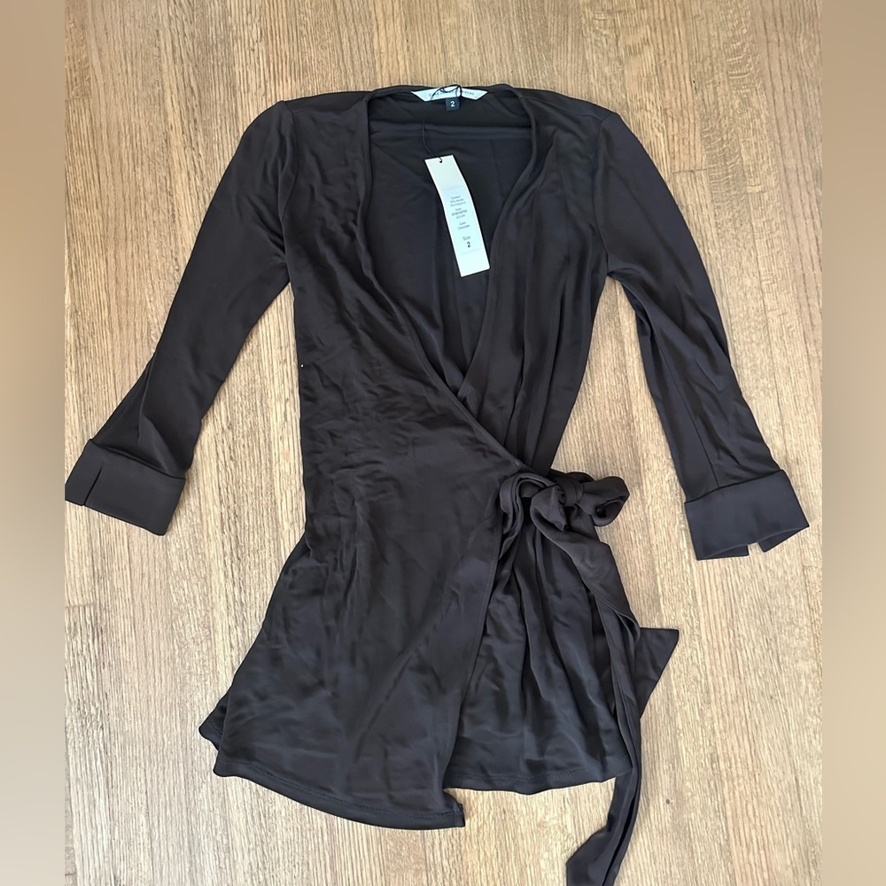 NWT DVF Chocolate Brown Julian Two Wrap Dress